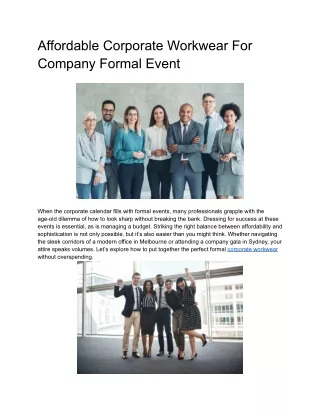 Affordable Corporate Workwear For Company Formal Event