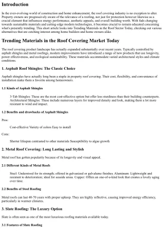 Trending Materials in the Roofing Market Today