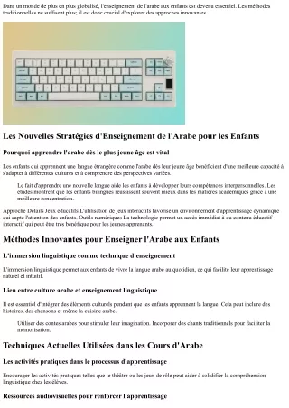 Méthodes Innovantes pour Enseigner l'Arabe aux Enfants