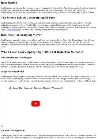 What Makes CoolSculpting the Preferred Choice in El Paso