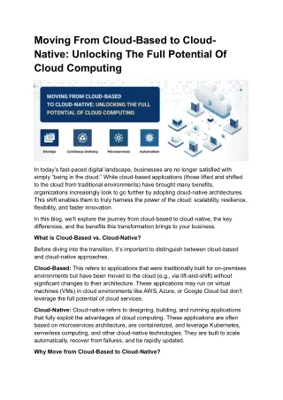 Moving From Cloud-Based to Cloud-Native Unlocking The Full Potential Of Cloud Computing