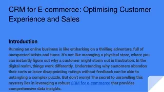 CRM for E-commerce: Optimising Customer Experience and Sales