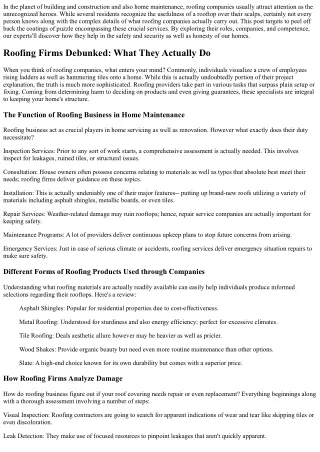 Roofing Business Debunked: What They Actually Do