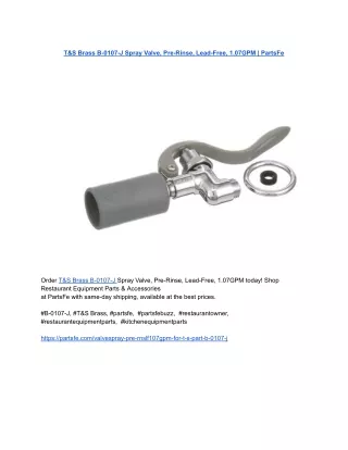 T&S Brass B-0107-J Spray Valve, Pre-Rinse, Lead-Free, 1