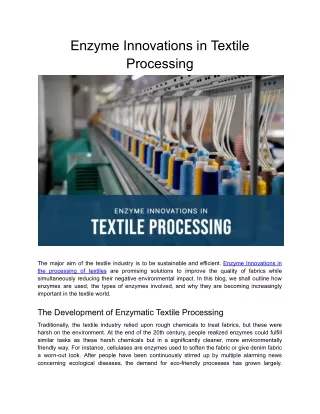 Enzymes in Textiles: The Game-Changing Innovations You Shouldn’t Miss