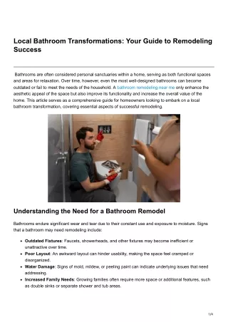 Local Bathroom Transformations Your Guide to Remodeling Success