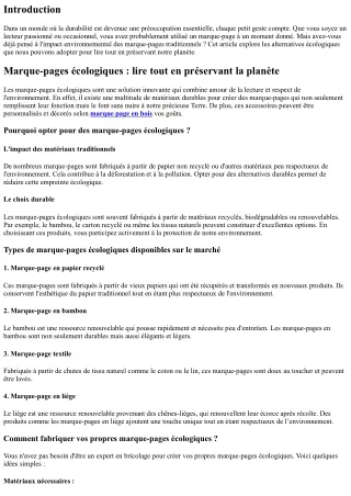 Marque-pages écologiques : lire tout en préservant la planète