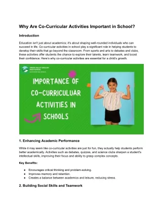 Why Co-Curricular Activities Are Important in School