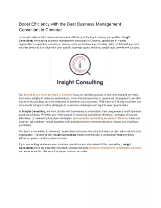 Boost Efficiency with the Best Business Management Consultant in Chennai