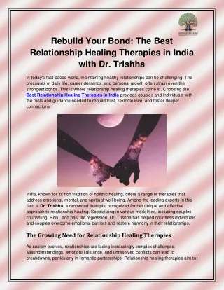 Best Relationship Healing Therapies in India