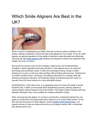 Which Smile Aligners Are Best in the UK_ Hadley Green Dental Clinic