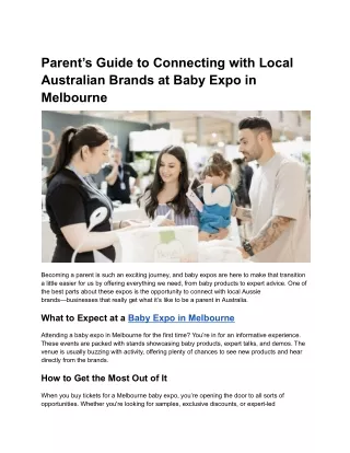 Parent’s Guide to Connecting with Local Australian Brands at Baby Expo in Melbourne
