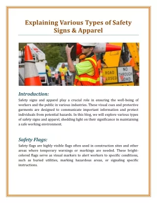 Explaining Various Types of Safety Signs & Apparel