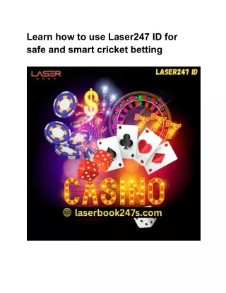 Learn how to use Laser247 ID for safe and smart cricket betting