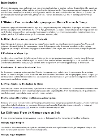 L'Histoire Fascinante des Marque-pages en Bois à Travers le Temps