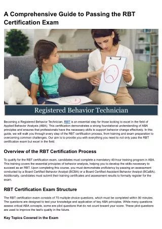 A Comprehensive Guide to Passing the RBT Certification Exam