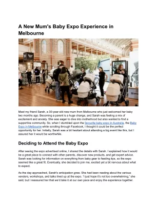 A New Mum's Baby Expo Experience in Melbourne