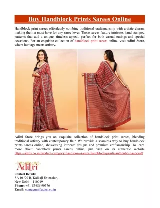 Buy Handblock Prints Sarees Online