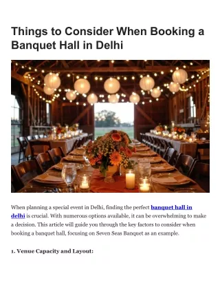 Things to Consider When Booking a Banquet Hall in Delhi