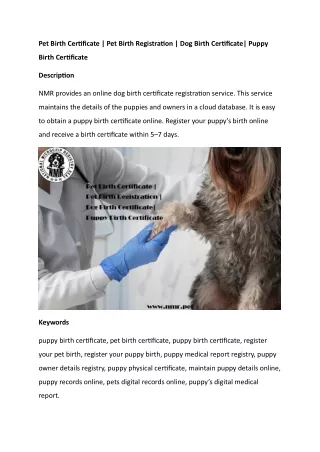 Pet Birth Certificate  Pet Birth Registration  Dog Birth Certificate Puppy Birth Certificate