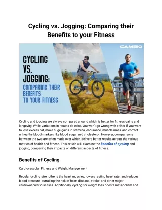 Cycling vs. Jogging: Comparing their Benefits to your Fitness