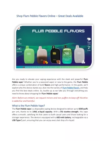 Shop Flum Pebble Flavors Online – Great Deals Available