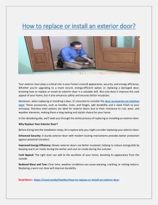 How to replace or install an exterior door?