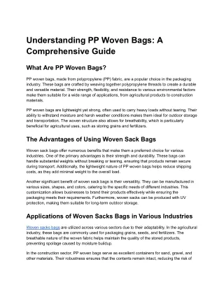Understanding PP Woven Bags_ A Comprehensive Guide