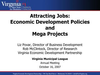 Virginia Municipal League Annual Meeting October 16, 2007