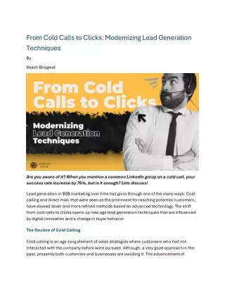 From Cold Calls to Clicks Modernizing Lead Generation Techniques