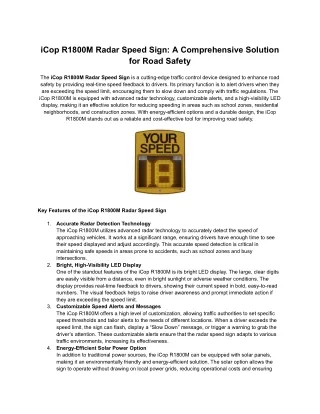 iCop R1800M Radar Speed Sign_ A Comprehensive Solution for Road Safety