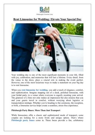 Rent Limousine for Wedding: Elevate Your Special Day