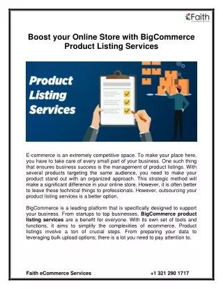 Boost your Online Store with BigCommerce Product Listing Services