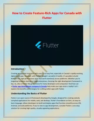 How to Create Feature-Rich Apps for Canada with Flutter