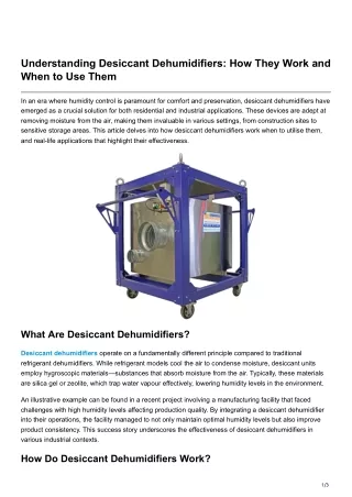 Understanding Desiccant Dehumidifiers How They Work and When to Use Them