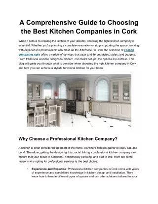 A Comprehensive Guide to Choosing the Best Kitchen Companies in Cork