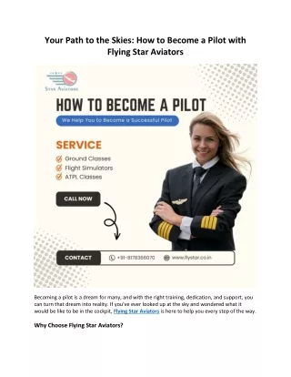 Your Path to the Skies How to Become a Pilot with Flying Star Aviators