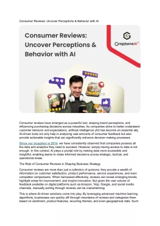 Consumer Reviews: Uncover Perceptions & Behavior with AI