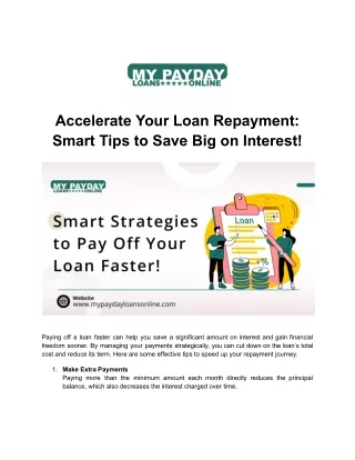 Quick Tips to Pay Off Your Loan Faster and Save on Interest – My Payday Loans On