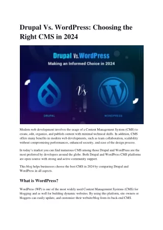 Drupal Vs. WordPress: Choosing the Right CMS in 2024