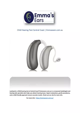 Child Hearing Test Central Coast | Emmasears.com.au