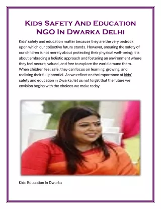 Kids Safety And Education NGO In Dwarka Delhi