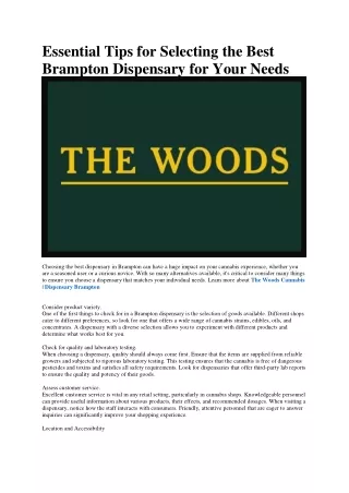 The Woods Cannabis | Brampton Dispensary
