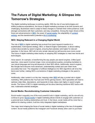 The Future of Digital Marketing: A Glimpse into Tomorrow’s Strategies