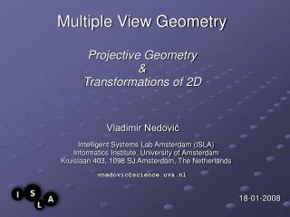 Multiple View Geometry Projective Geometry &amp; Transformations of 2D
