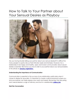 How to Talk to Your Partner About Your Sensual Desires as Playboy