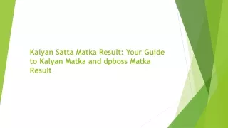 Kalyan Satta Matka Result: Your Guide to Kalyan Matka and dpboss Matka Result