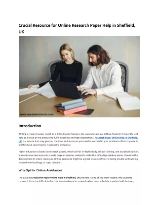 Crucial Resource for Online Research Paper Help in Sheffield, UK