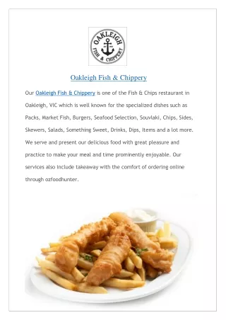 Oakleigh Fish & Chippery - Menu| Oakleigh - Order Now!