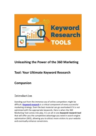 Your Ultimate Keyword Research Companion with 360 marketing Tool